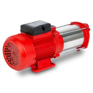 EBERTH Gartenpumpe, 370W, 2400L/h, Edelstahl, rot/silber. Ideal zur Gartenbewässerung.