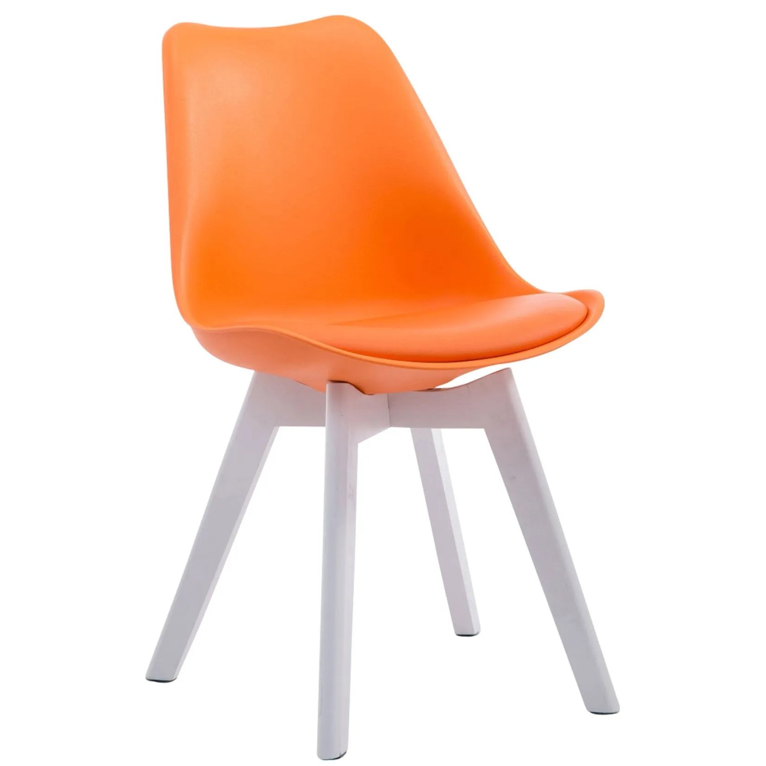 DELUKE Besucherstuhl LAGOS Kunstleder Orange 48x41,5x84cm Weiß Konferenzstuhl Wartezimmerstuhl Bürostuhl