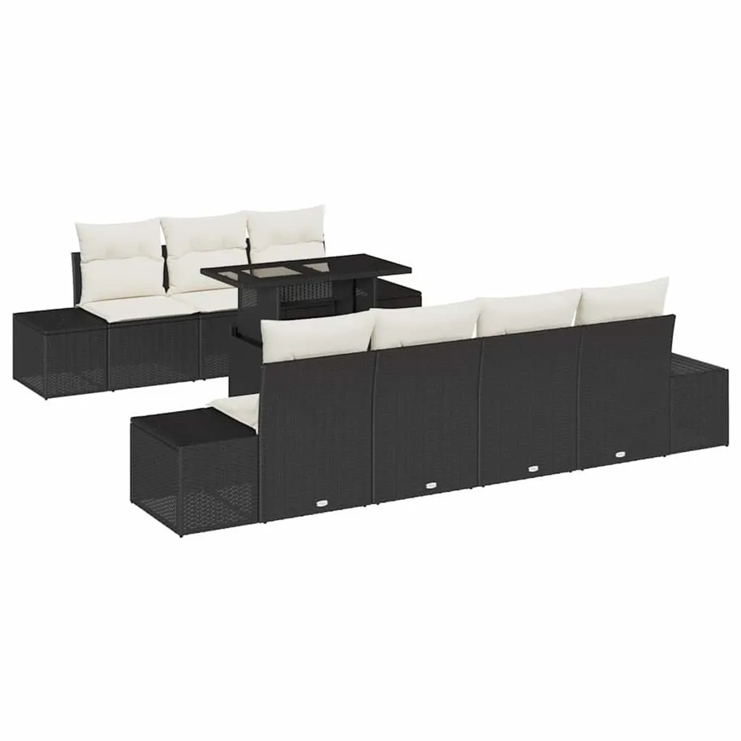 vidaXL Gartensofa-set mit Kissen 8-Tlg Schwarz und Creme 3357860