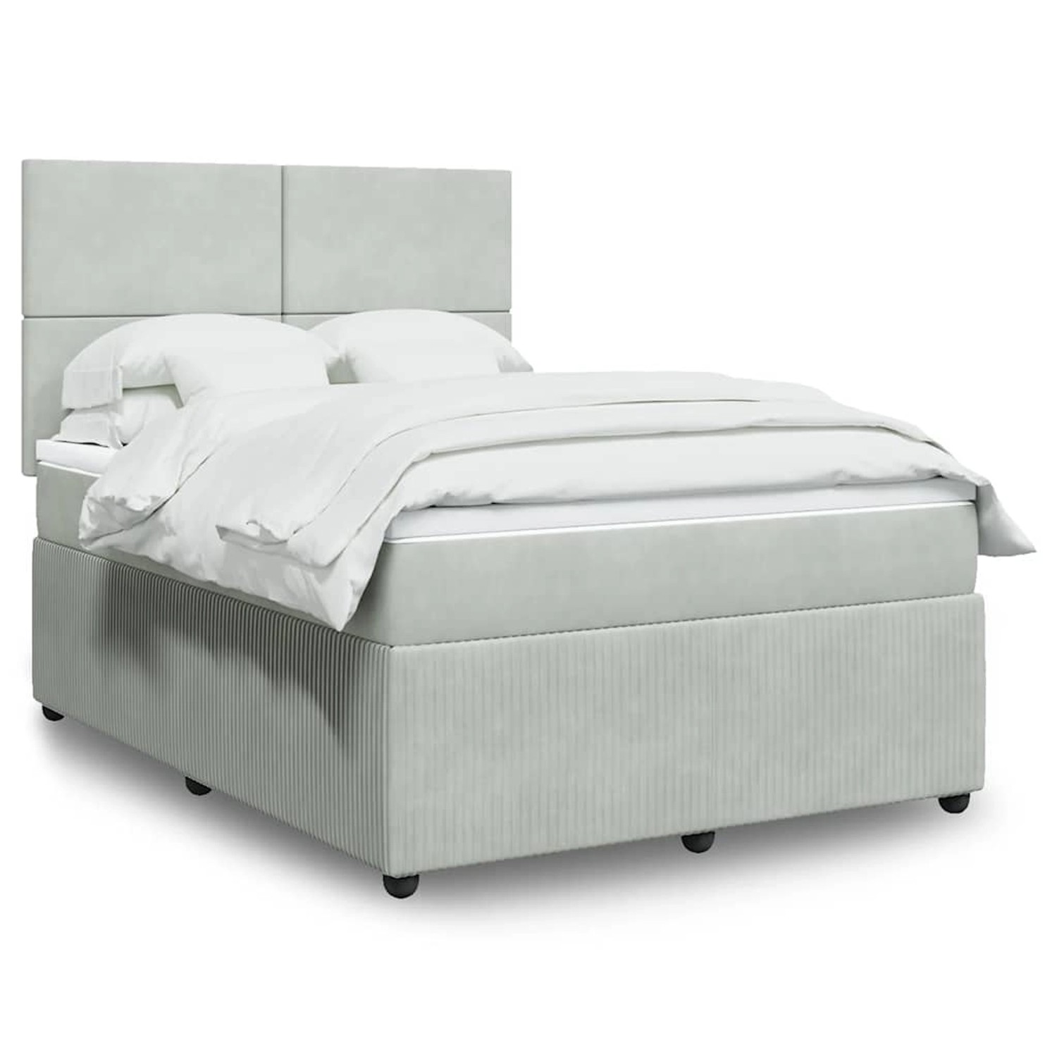 vidaXL Boxspringbett mit Matratze Hellgrau 160x200 cm Samt 3294676 günstig online kaufen