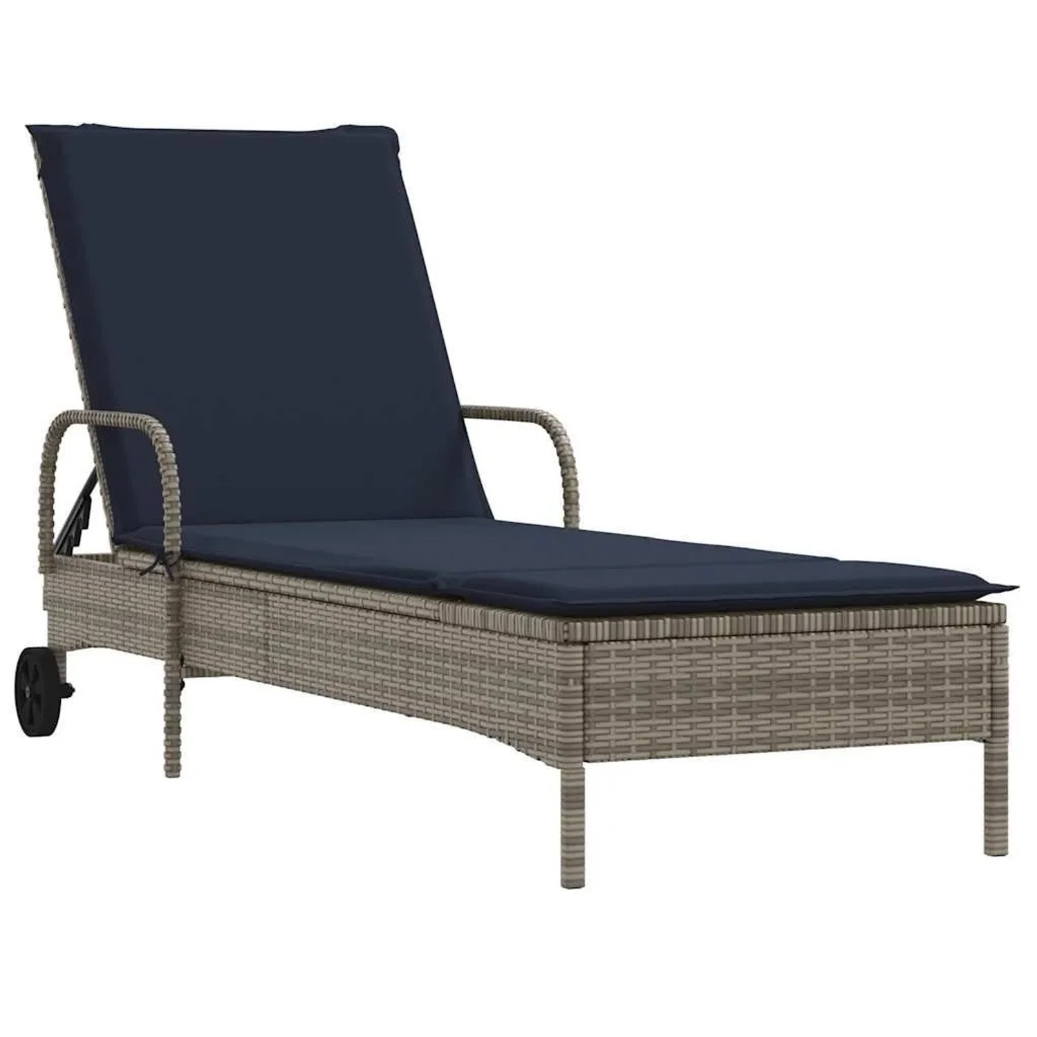 vidaXL Sonnenliege mit Rollen und Kissen Grau Poly-Rattan 368315 günstig online kaufen