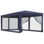 Blaues Partyzelt 3x6 m mit Mesh-Seitenwänden für Gartenpartys & Events.