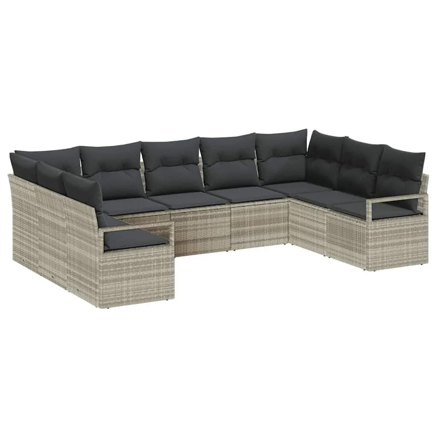 vidaXL Gartensofa-set mit Kissen 9-Tlg Hellgrau Poly-Rattan 3355211 günstig online kaufen