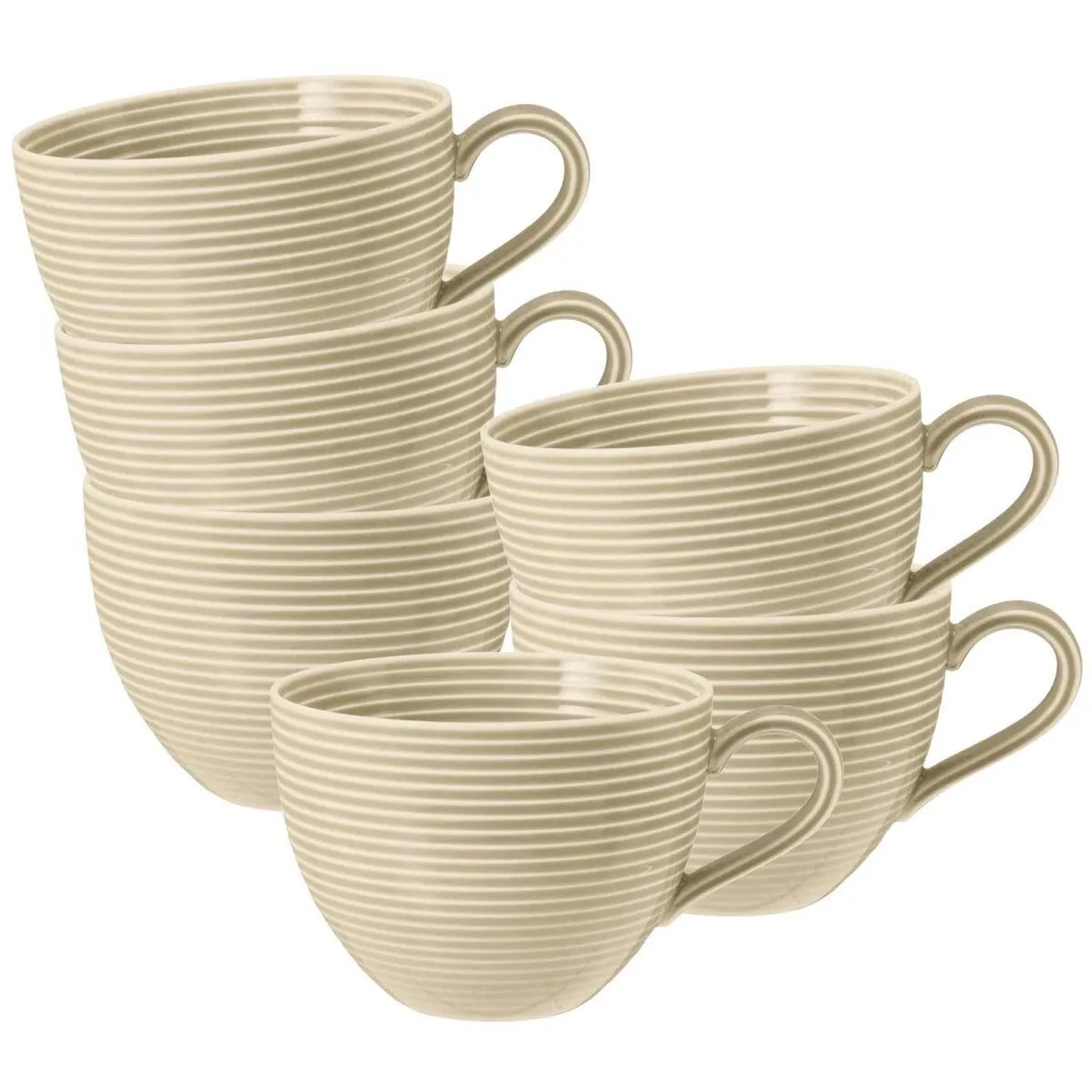 Seltmann Weiden Beat Color Glaze Milchkaffeetasse 0,35, 6er Set Sandbeige