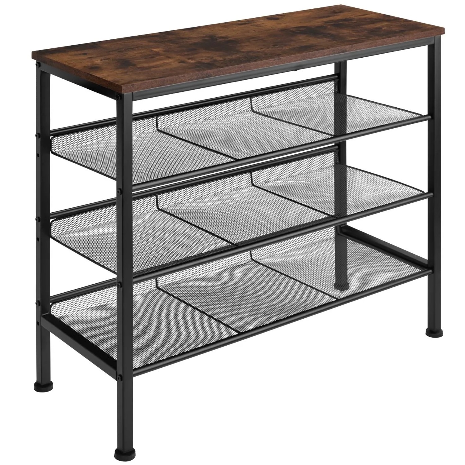 Tectake Schuhregal Wolverhampton Industrial Style Holz und Stahl  75 50 x 30 50 x 69 50 cm Industrial Holz Dunkel  Rustikal