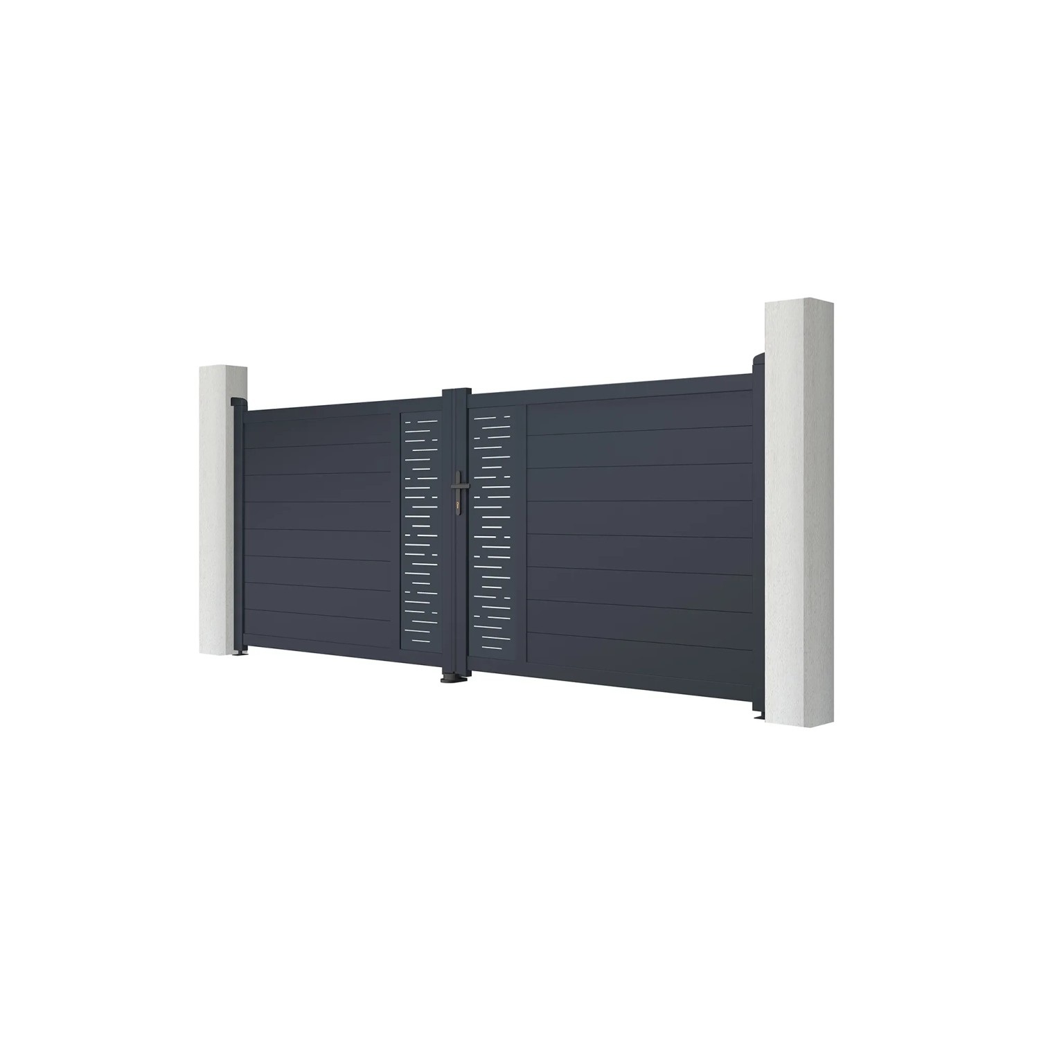 Elektrisches Flügeltor Casanoov Arlberg, 3,5 m breit, 140 cm hoch, mit Drehtorantrieb.