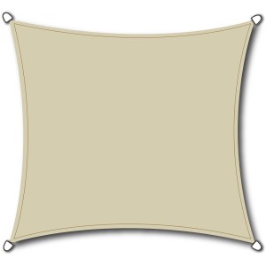 Quadratisches, ecru-farbenes Sonnensegel Solino von Siena Garden, 3,6x3,6 m.