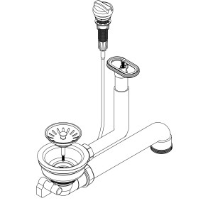 Pyramis Drehexcenter für 1 1/4-Becken Spülen, 92mm Siebkorbventil und Zubehör für Spülen.