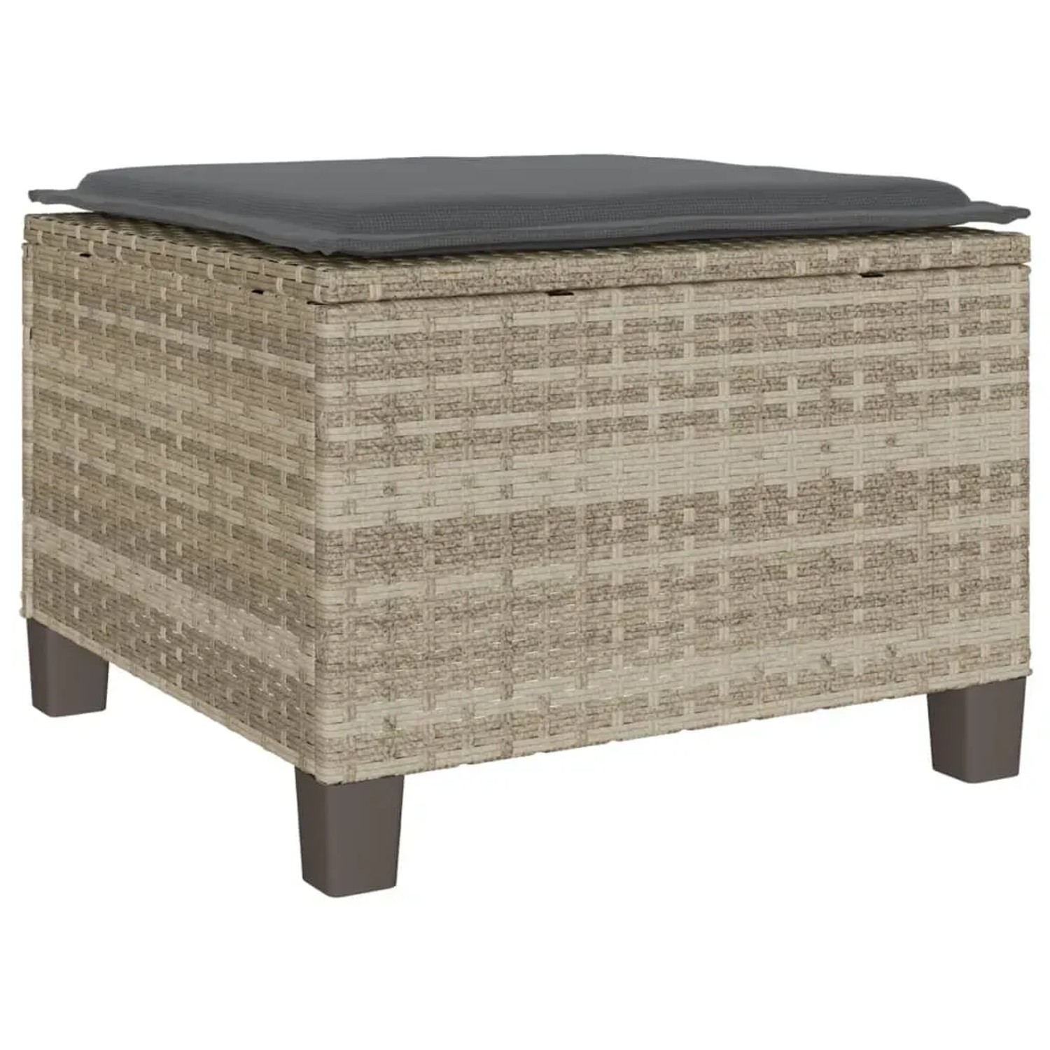 Hellgrauer vidaXL Bistro-Hocker/Tisch mit dunklem Kissen, Teil eines 3-tlg. Gartenmöbel-Sets.