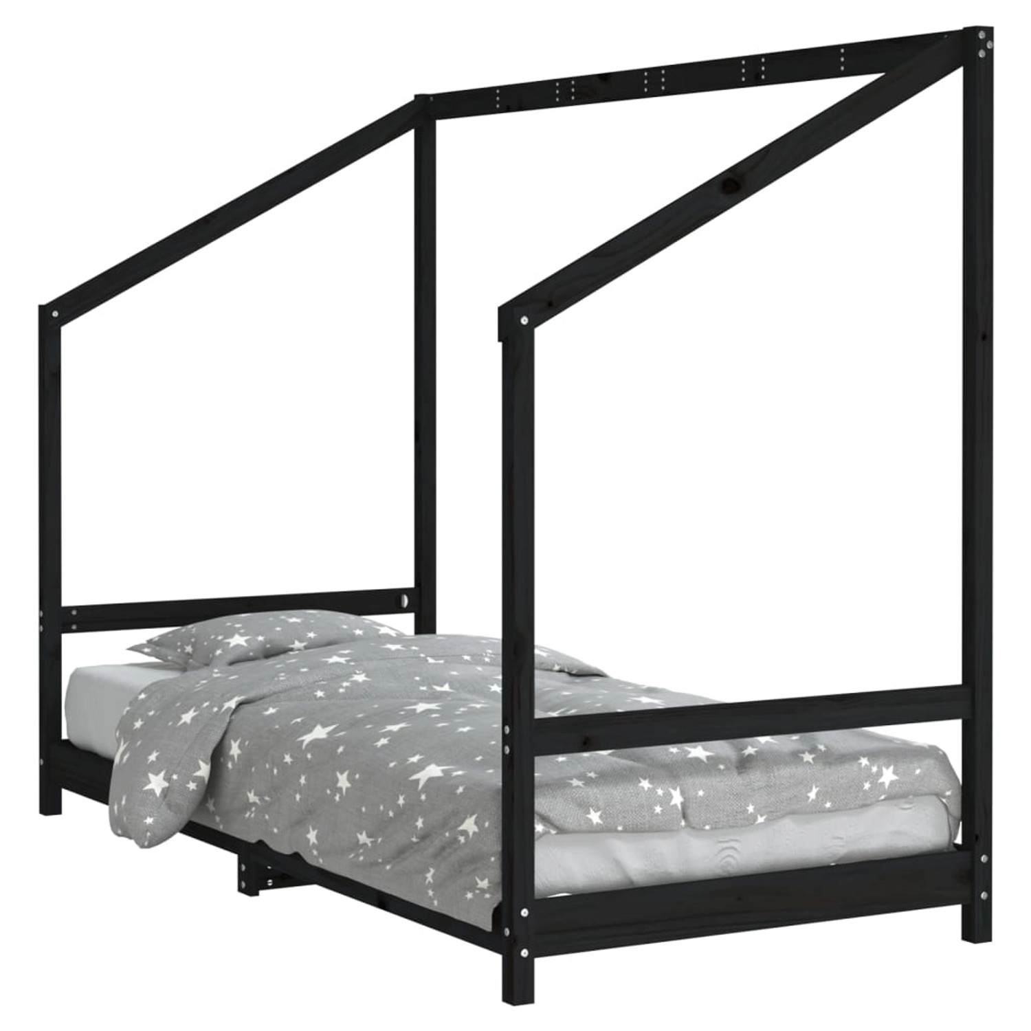 vidaXL Kinderbett Schwarz 90x200 cm Massivholz Kiefer 835705 günstig online kaufen
