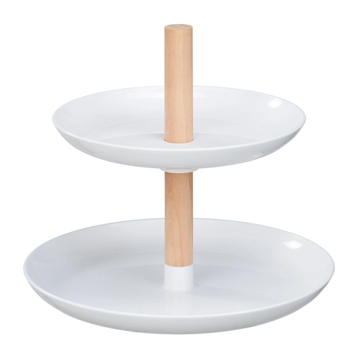 Relaxdays Etagere Kunststoff Holz Weiß 2-stöckig 19 cm x 21 cm 230 g