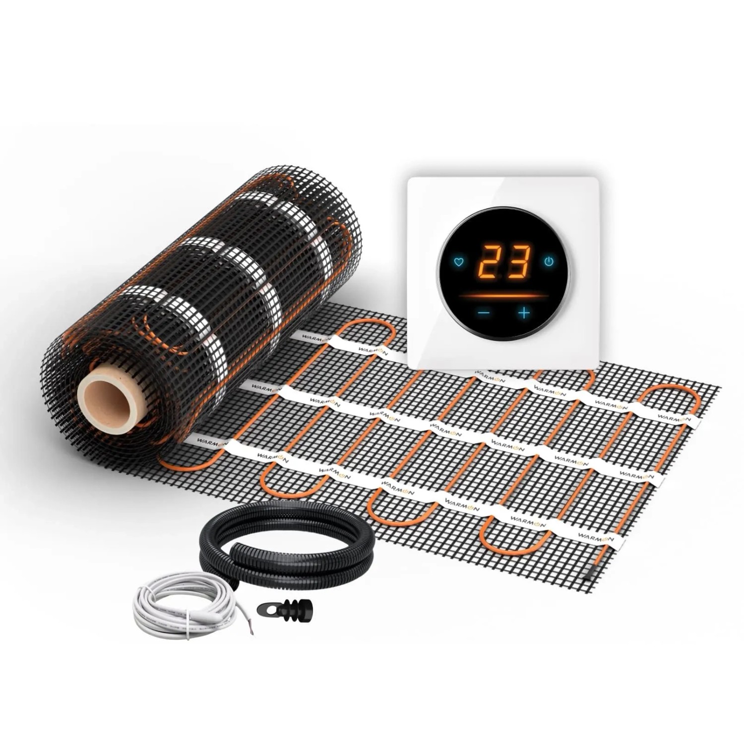 WARMON Fußbodenheizung Elektrisch LIGHT 100 W/m² mit WiFi Thermostat OKE 25 Weiß 1,5 m²
