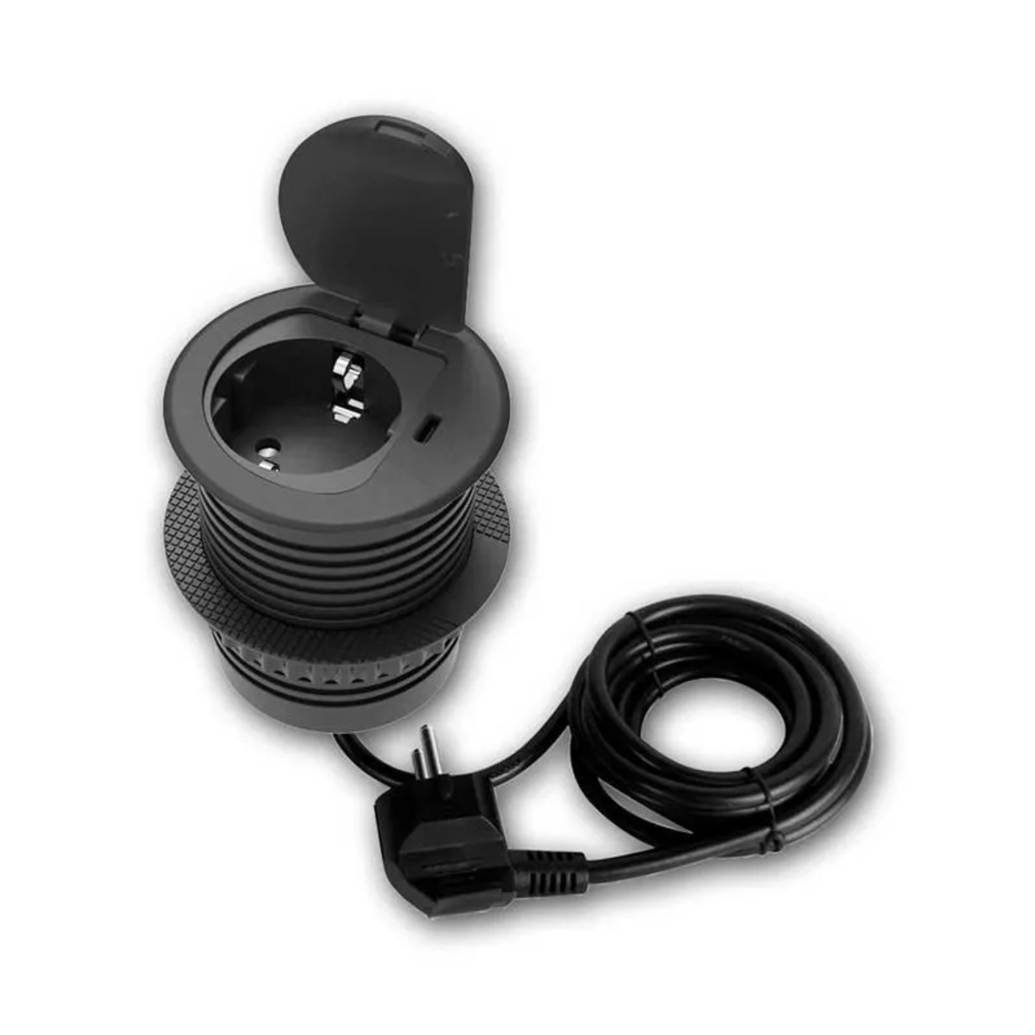 world-trading-net Tisch-Einbausteckdose 230V + USB-C 20W Deckel Schwarz