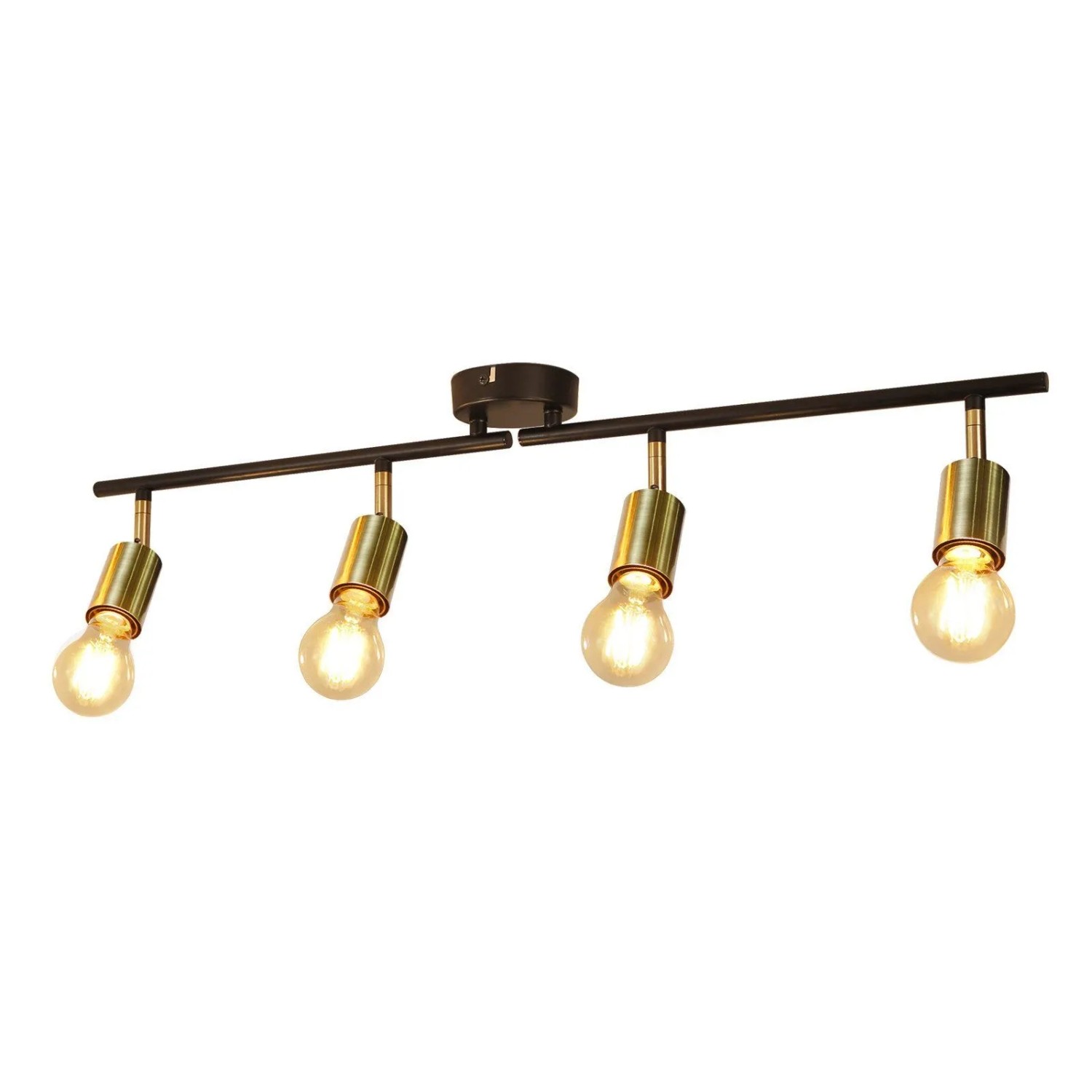 ZMH Deckenleuchte Vintage 4 Flammig E27 Schwarz-Gold Drehbar für Wohnzimmer Küche