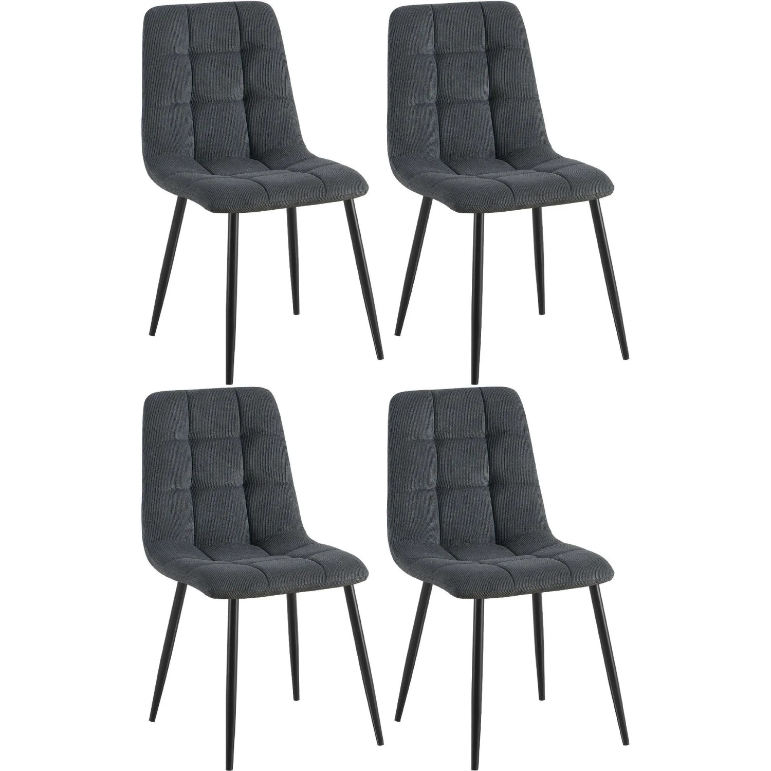 CLP 4er Set Esszimmerstuhl Tilde schwarz/Cord
