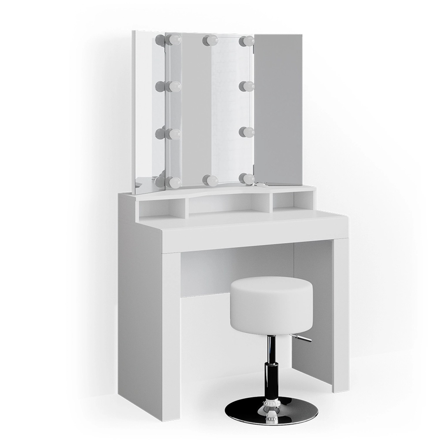 Vicco Schminktisch Nora Weiß 89.5 cm mit LED Beleuchtung und Hocker günstig online kaufen
