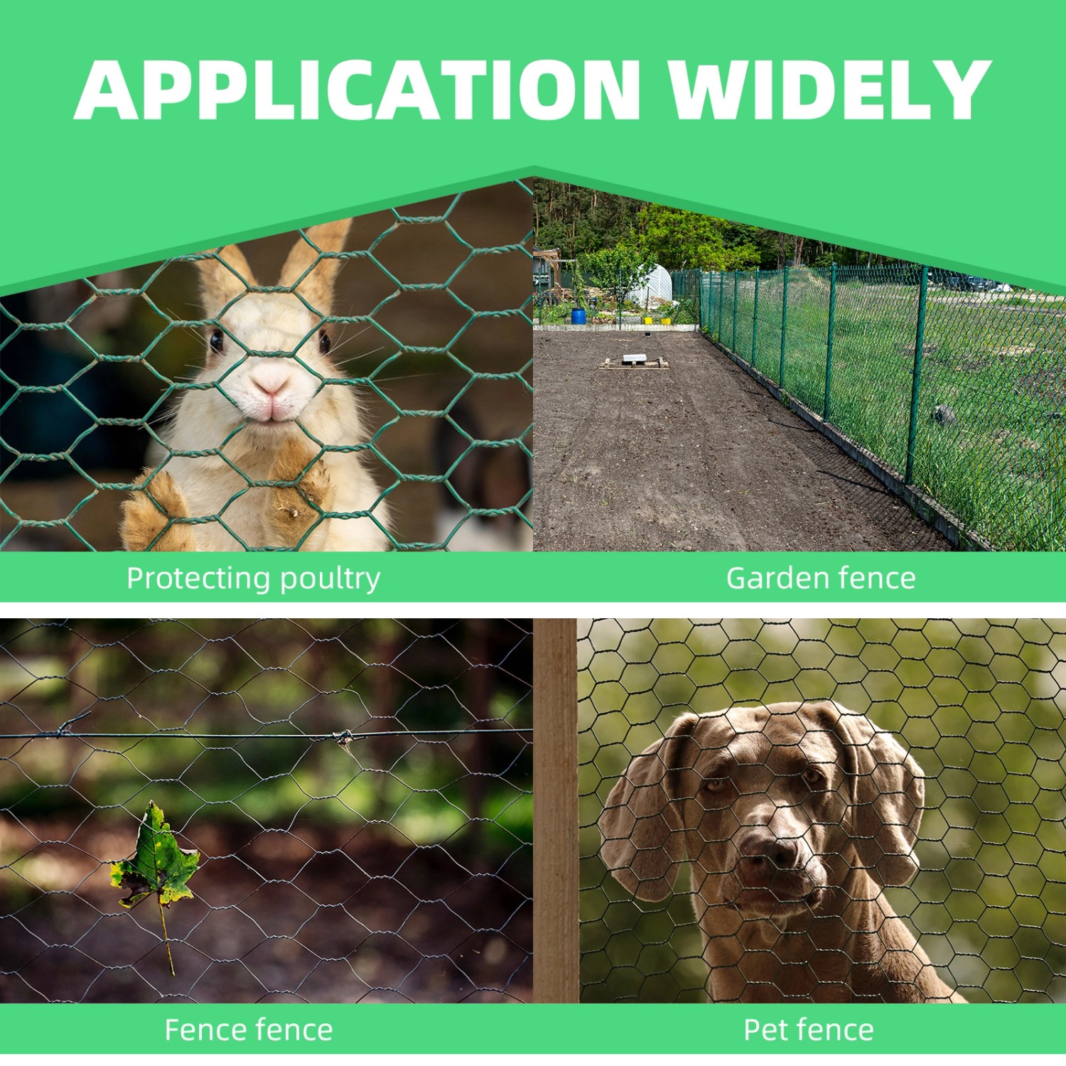 CCLIFE Hühnerzaun Geflügelnetz 45mm Maschenweite 100cm Höhe 25m Länge PVC-Beschichtet Grün_4