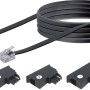 Schwaiger Telefon Anschlussset 6m mit Kabel und 3 Adaptern (T, S, I) für verschiedene Telefonmodelle.