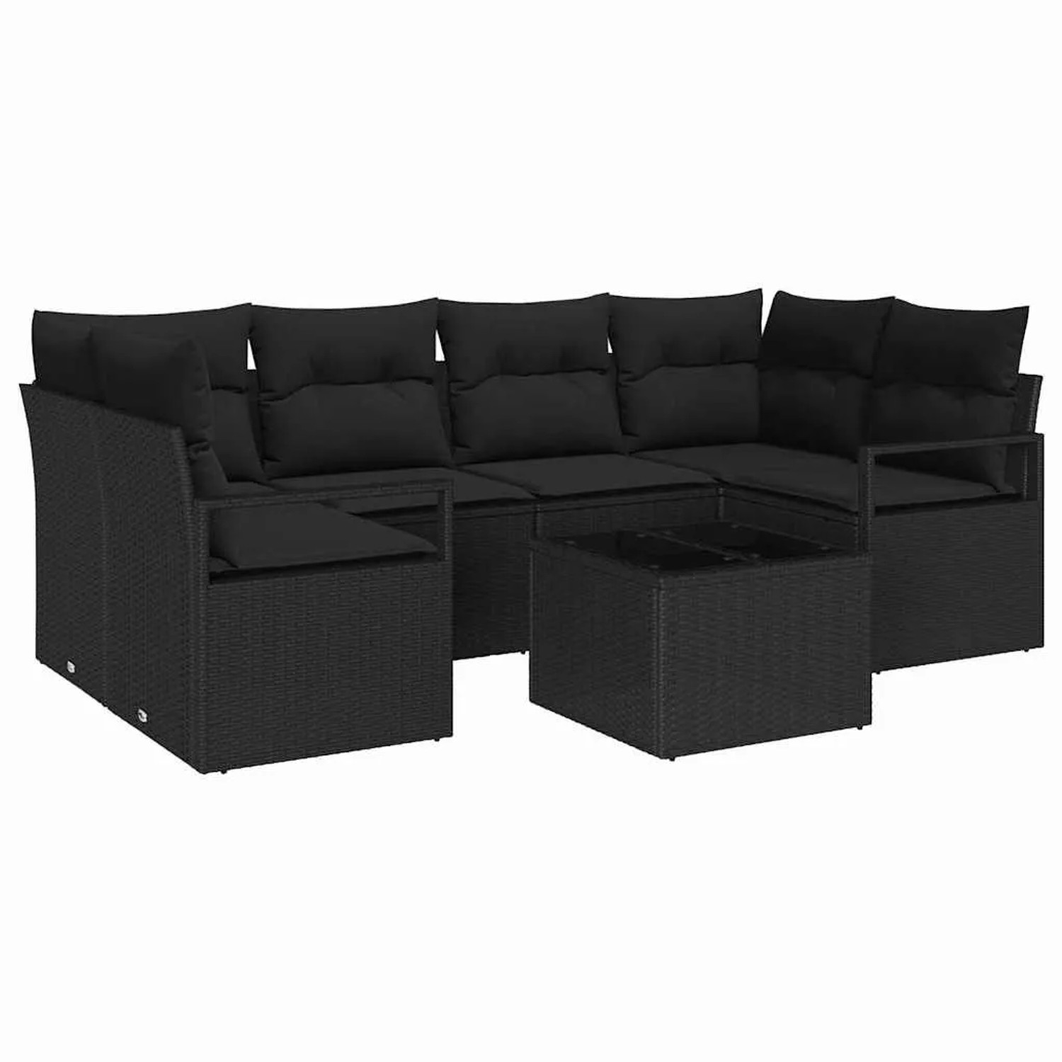 vidaXL Garten-Sofa-Set 7 Stk Schwarz Poly-Rattan und Stahl und Glas 3354952