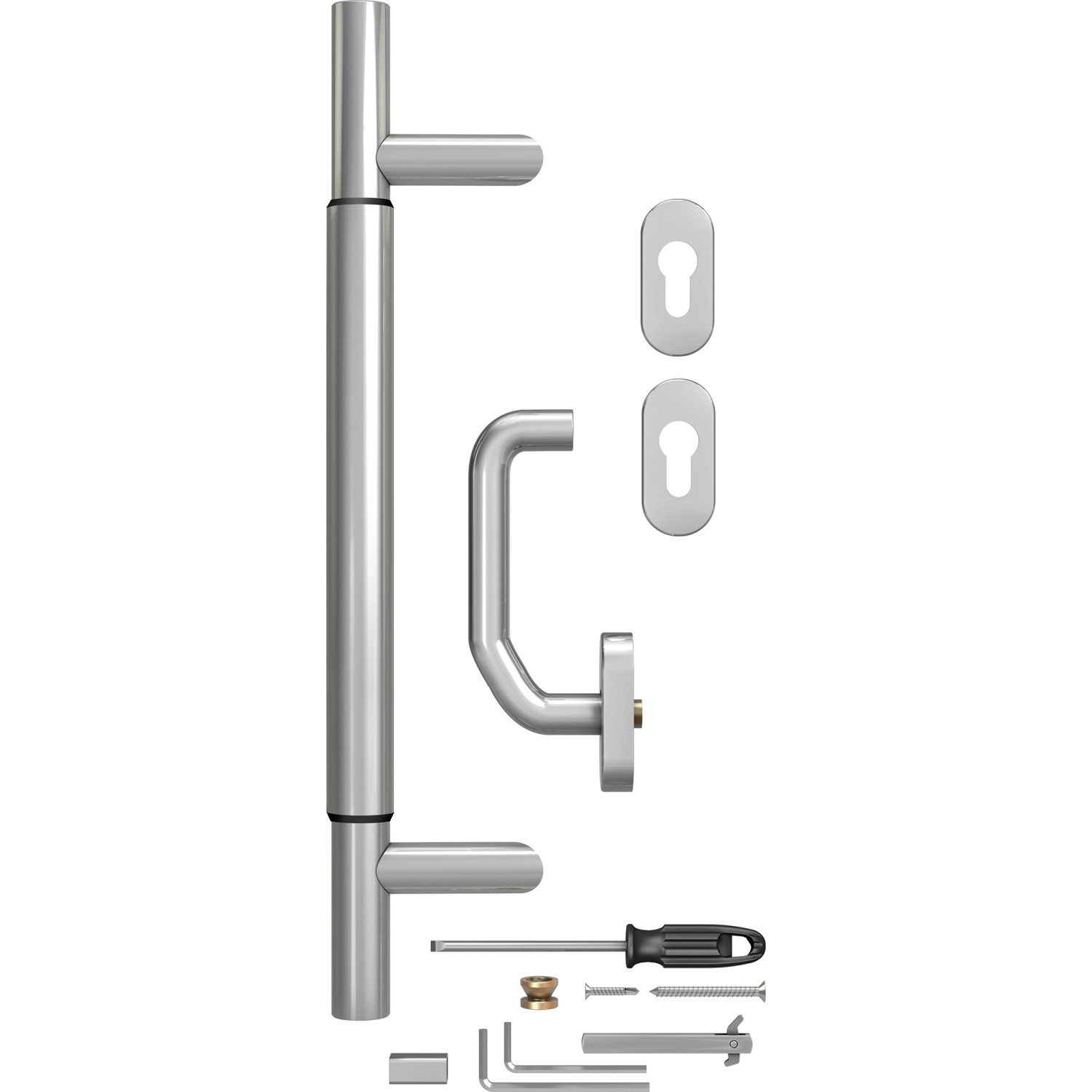 Stoßgriff-Set für Haustüren Edelstahl Variabel 400-600 mm günstig online kaufen