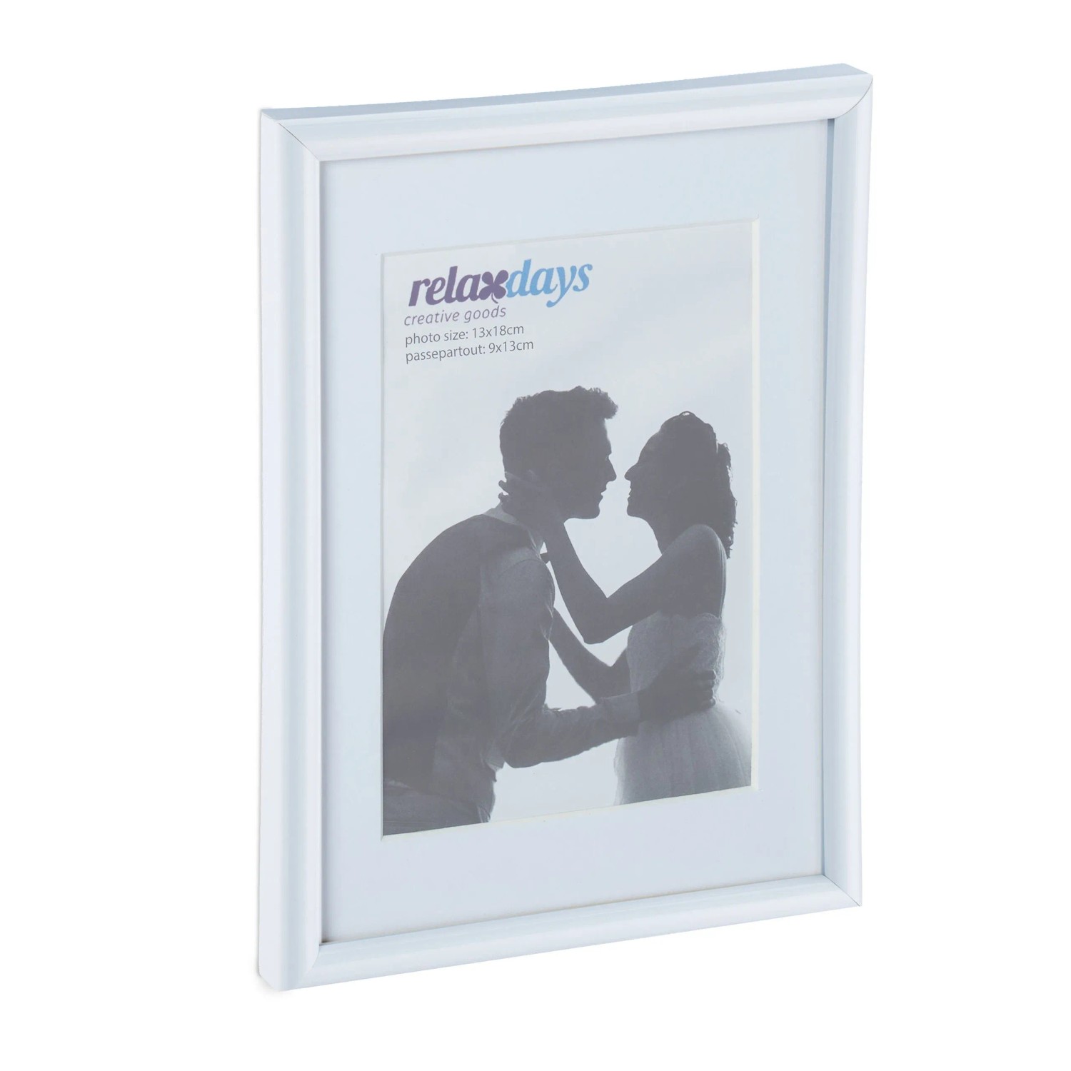 Relaxdays Bilderrahmen Kunststoff Glas MDF Weiß 2er Set 13 x 18 cm