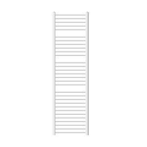 Weißer, gebogener LuxeBath Badheizkörper, 500x1800mm, mit Seitenanschluss.