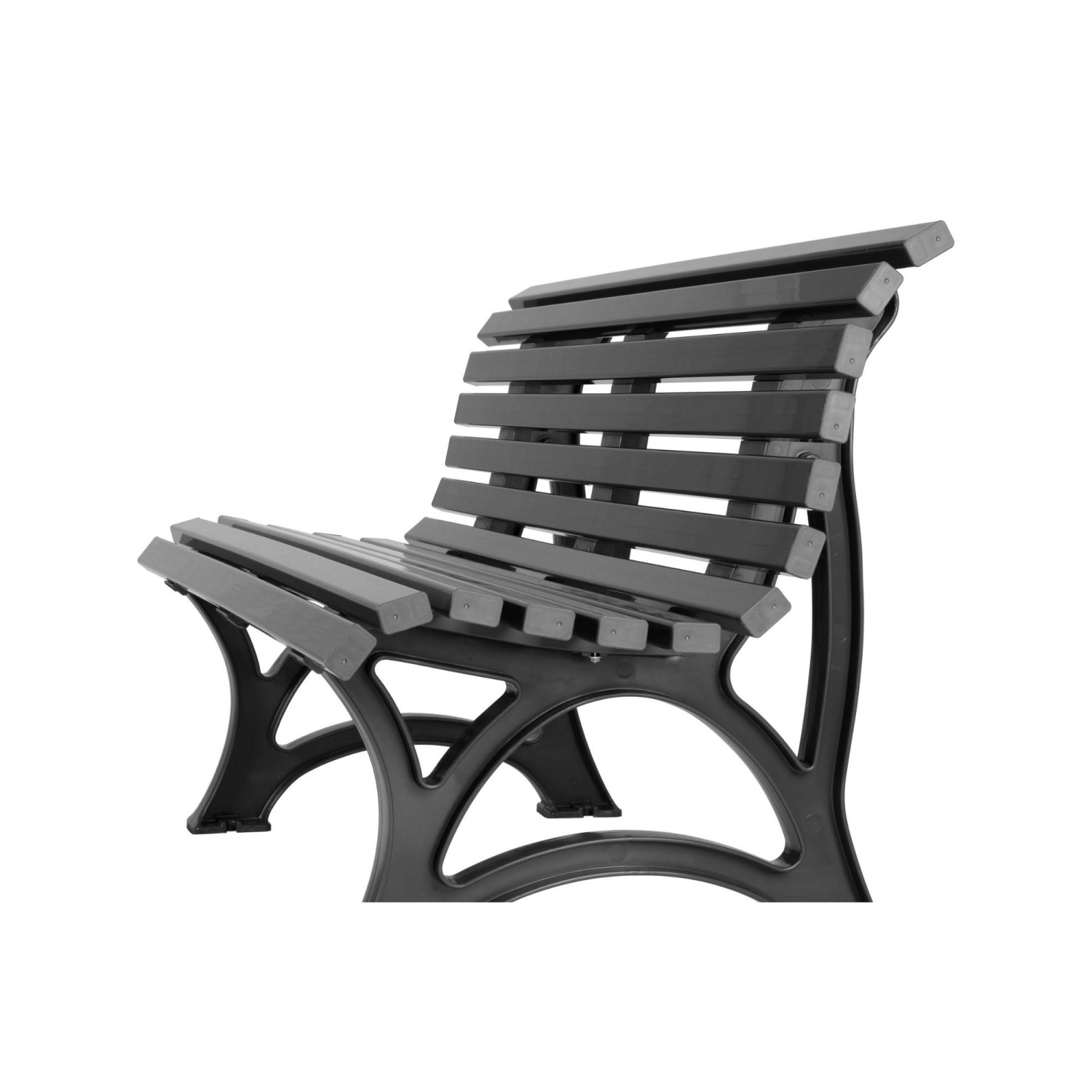 Graphitgraue 3-Sitzer Gartenbank Jamaika aus witterungsbeständigem Kunststoff. Parkbank/Sitzbank für den Garten.