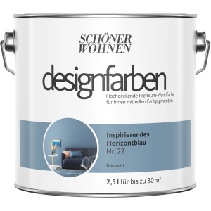 Farbeimer Schöner Wohnen Designfarben Inspirierendes Horizontblau, matte Wandfarbe für Innen, 2,5 l.