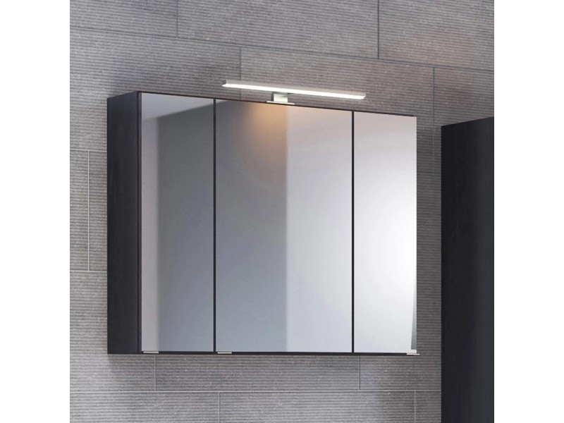 Held Spiegelschrank Bari Graphit 80 cm mit Softclose Türen