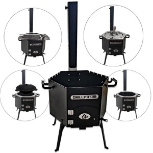 Grillpeter Utschak Dauren Feuerofen mit Abzugsrohr für Kazan, Schaschlik & Grillgemüse.