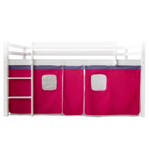 Pinke Bettumrandung für Kinderhochbett mit Fenster, 3-teilig.