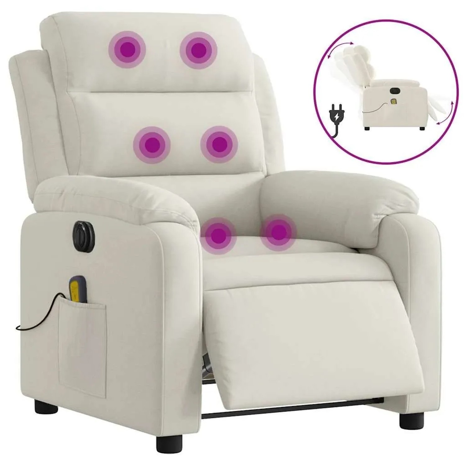 vidaXL Massagesessel Elektrisch Creme Samt 3205090_3