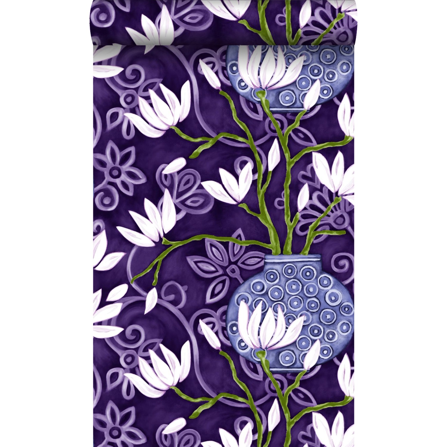 Origin Wallcoverings Tapete Magnolie Lila 53 cm x 10.05 m günstig online kaufen