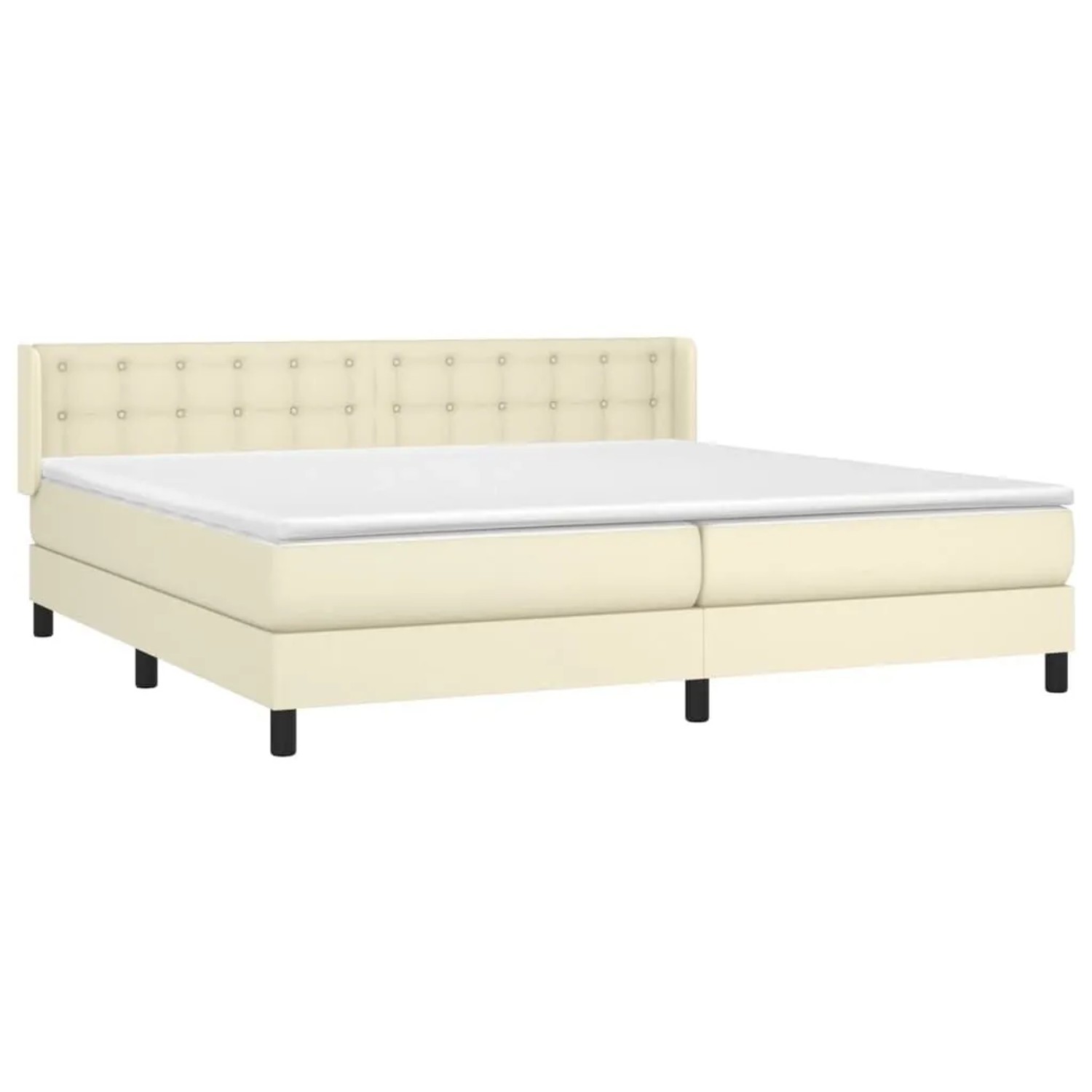 vidaXL Boxspringbett mit Matratze Creme 200x200 cm Kunstleder 3130801