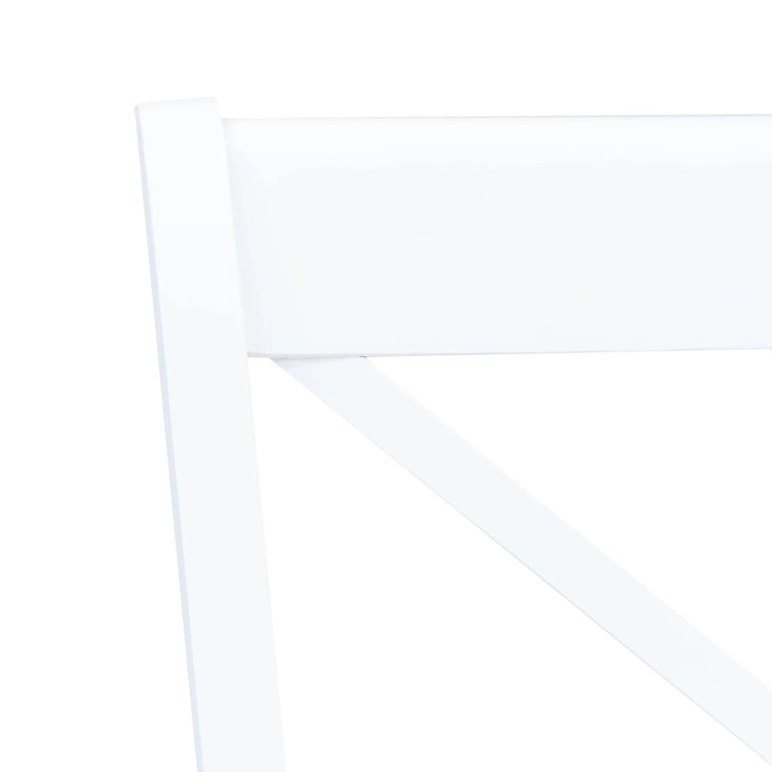 Detailansicht Stuhl der weißen vidaXL Essgruppe aus Gummiholz, Modell 1.