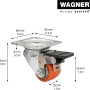 Wagner Lenkrolle Mini mit Feststeller, Ø 3,5cm, 100kg Tragkraft. Rolle für Möbel und Geräte.