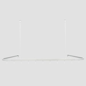 Weißes, U-förmiges Euroshowers Duschstangen-Set (90x90x90 cm) aus Aluminium mit Deckenhalterung und Haken.