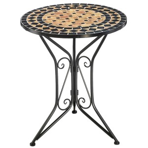 Kobolo Gartentisch Mediterran mit Platte in Mosaik Höhe 71 cm Dm 61 cm