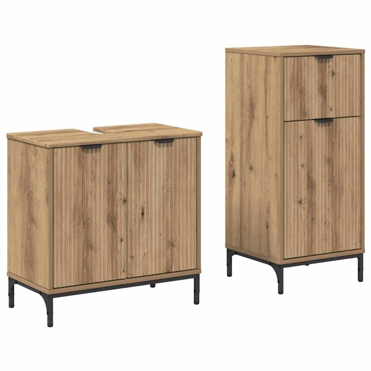 vidaXL Badezimmermöbel-Set 2-Tlg Artisan-Eiche Sperrholz und Metall 3393102