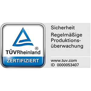 TÜV Rheinland Zertifikat für das Palmako Spielhaus Otto: Sicherheit und regelmäßige Produktionsüberwachung.