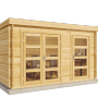 Naturbelassenes Alpholz Gartenhaus Set Paloma Grande mit Doppel- und Einzeltür.