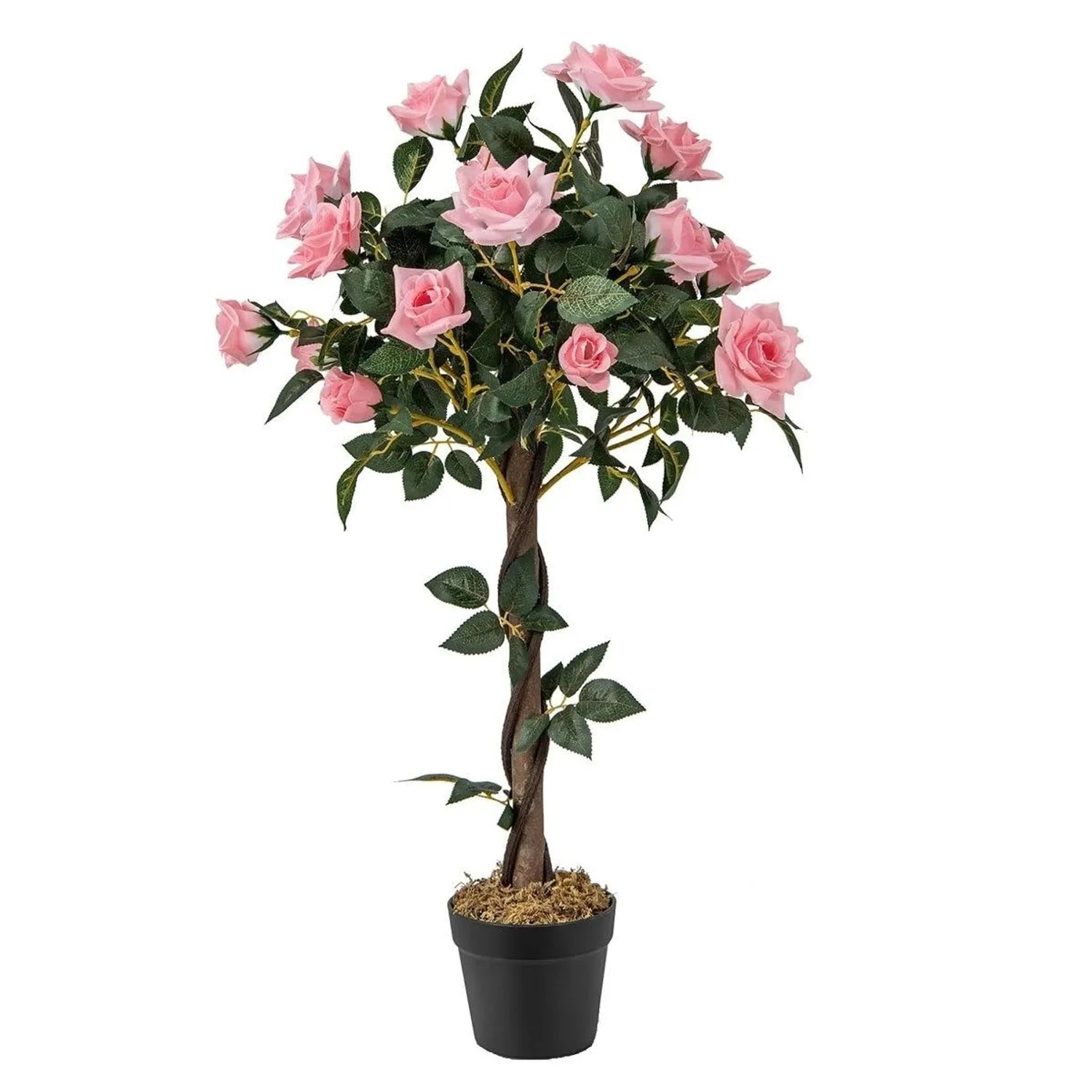 Costway Kunstbaum mit 21 Kiefernrosen und Natürlicher Stamm 93 cm günstig online kaufen