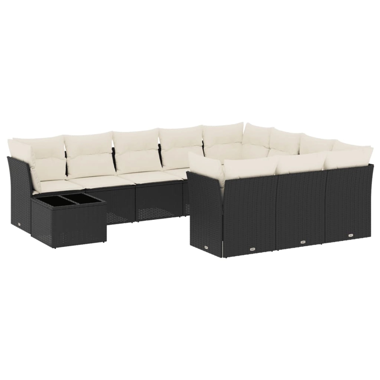 vidaXL 11-Tlg Garten-Sofagarnitur mit Kissen Schwarz Poly Rattan 3218256 günstig online kaufen