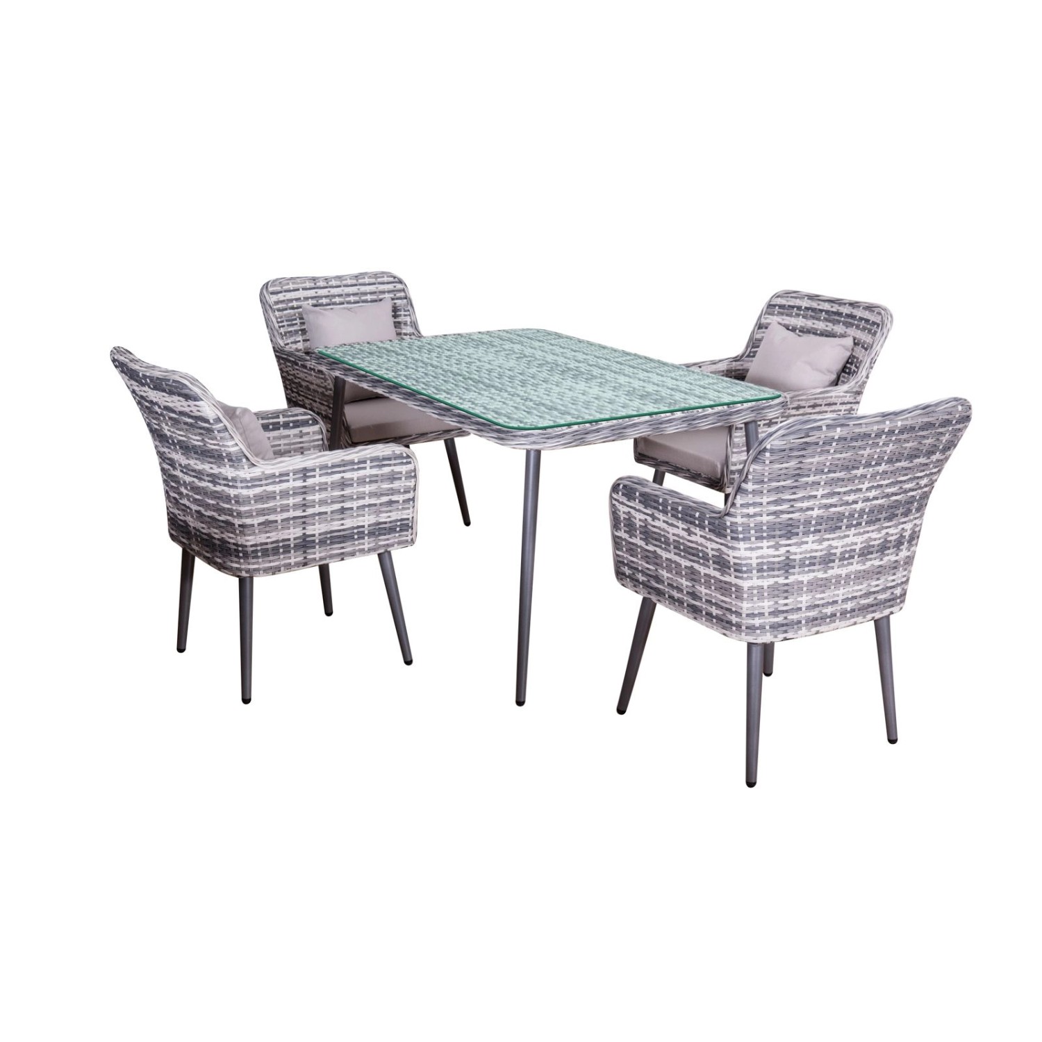 Jet-Line Rattan Gartenmöbelset Essgruppe Lima in Grau Tisch und 4 Stühle günstig online kaufen