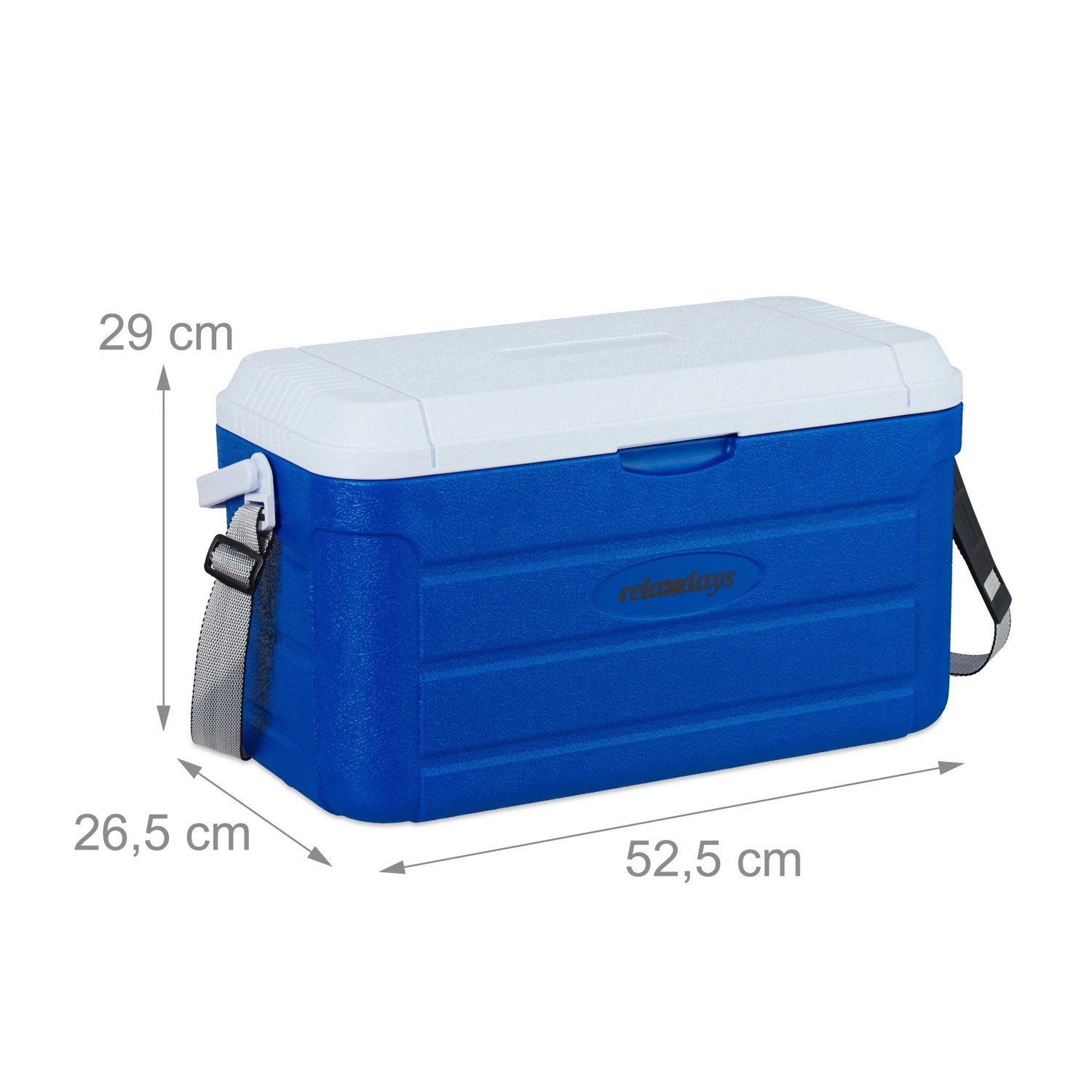 Relaxdays Kühlbox Kunststoff Blau Weiß Isoliert Verstellbar mit Tragegurt 20 l 29 cm x 52.5 cm x 26.5 cm 2.2 kg_4