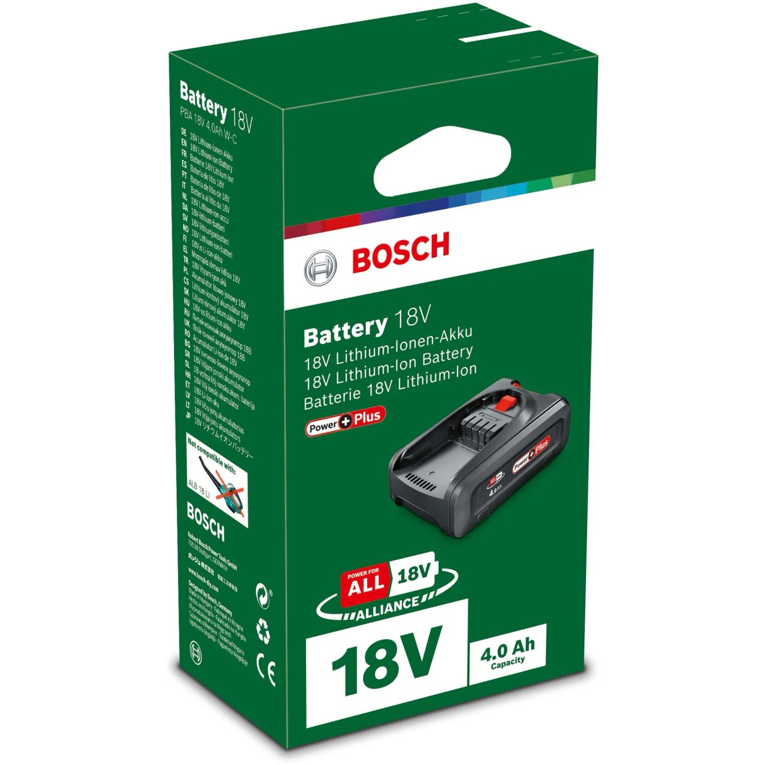 Bosch Akkupack PBA 18V 4.0Ah Power Plus im grünen Karton. Akku für Elektrowerkzeuge.