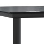 Detailansicht des schwarzen Gartentisches vom vidaXL Bistro-Set mit Glasplatte.