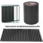 Anthrazitfarbene KARAT PVC Sichtschutzstreifen (19cm x 35m) mit Befestigungsclips für Gartenzäune.