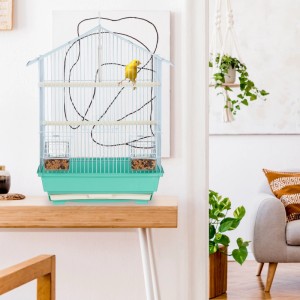 Relaxdays Vogelkäfig Stahl Grün Ausziehbar 49 cm x 39,5 cm x 32 cm