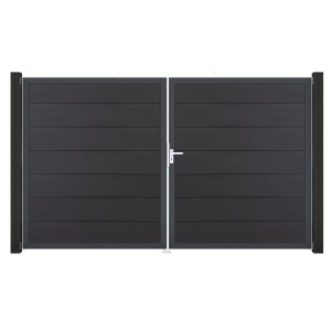 GroJa Steckzaun Tor Grande DIN Rechts, anthrazit, 2-flügelig mit Beschlagset für Sichtschutzzaun.